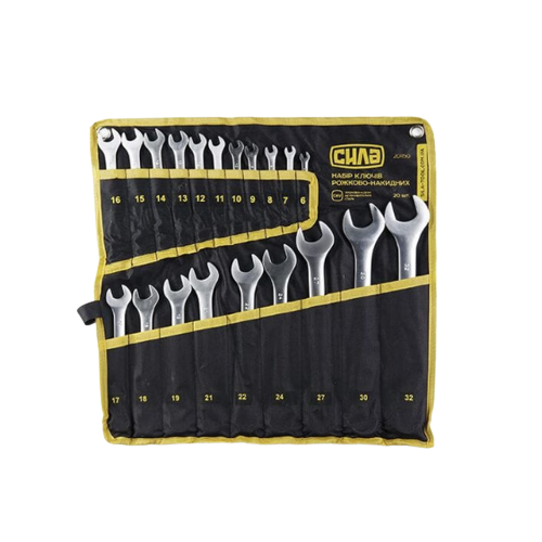 Набір ключів ріжково-накидних (6-19,21,22,24,27,30,32мм) CrV 20шт + чохол СИЛА Житомир - фото 1