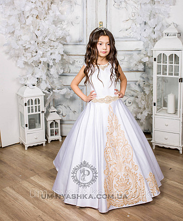 Шикарное длинное платье с золотым купоном на 6-8 лет Кривой Рог - изображение 1