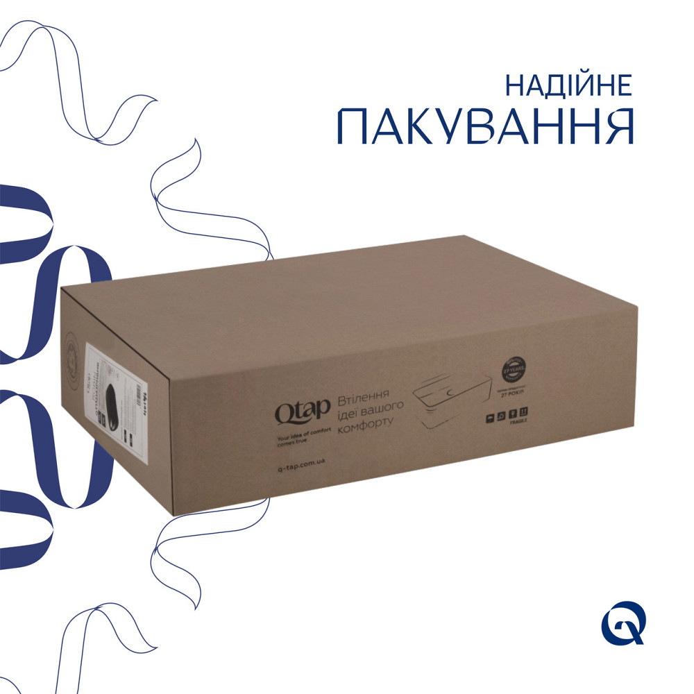 Раковина-чаша Qtap Robin 600x390x150 Matt black QT132143PMBMBN Київ - фото 11