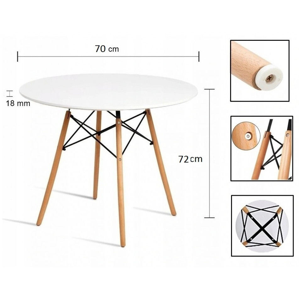 Столик кухонный обеденный Bonro В-957-700 70х72 см стол круглый для кухни Черный Киев - изображение 5