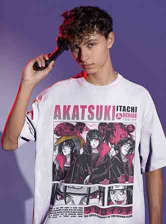 Футболка з аніме принтом Наруто оверсайз (S/M/L) Чорний AnimeJ1097 Дніпро