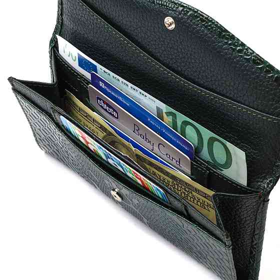 Женское лакированное портмоне из натуральной кожи с тиснением под змею CANPELLINI 21694 Зеленое Киев