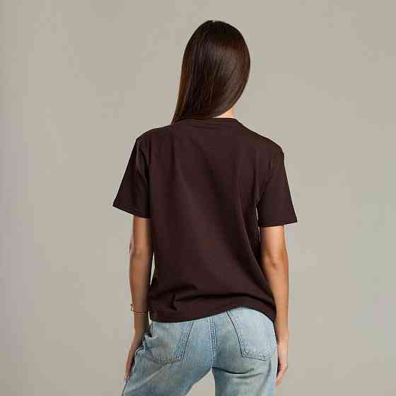 Шоколадная базовая женская футболка Pobedov Freedom. Хлопковая трендовая шоколадная женская футболка Киев