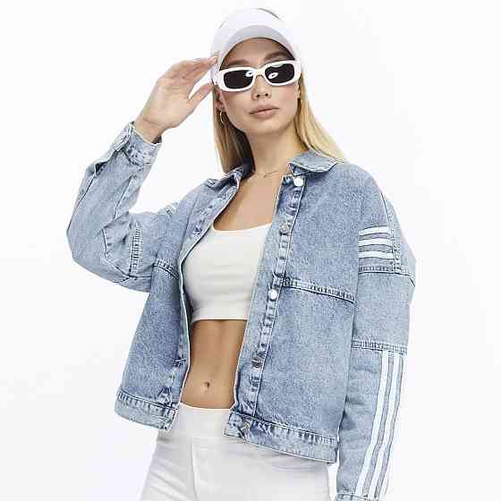 Женская джинсовая оверсайз куртка с лампасами 100% коттон Одесса