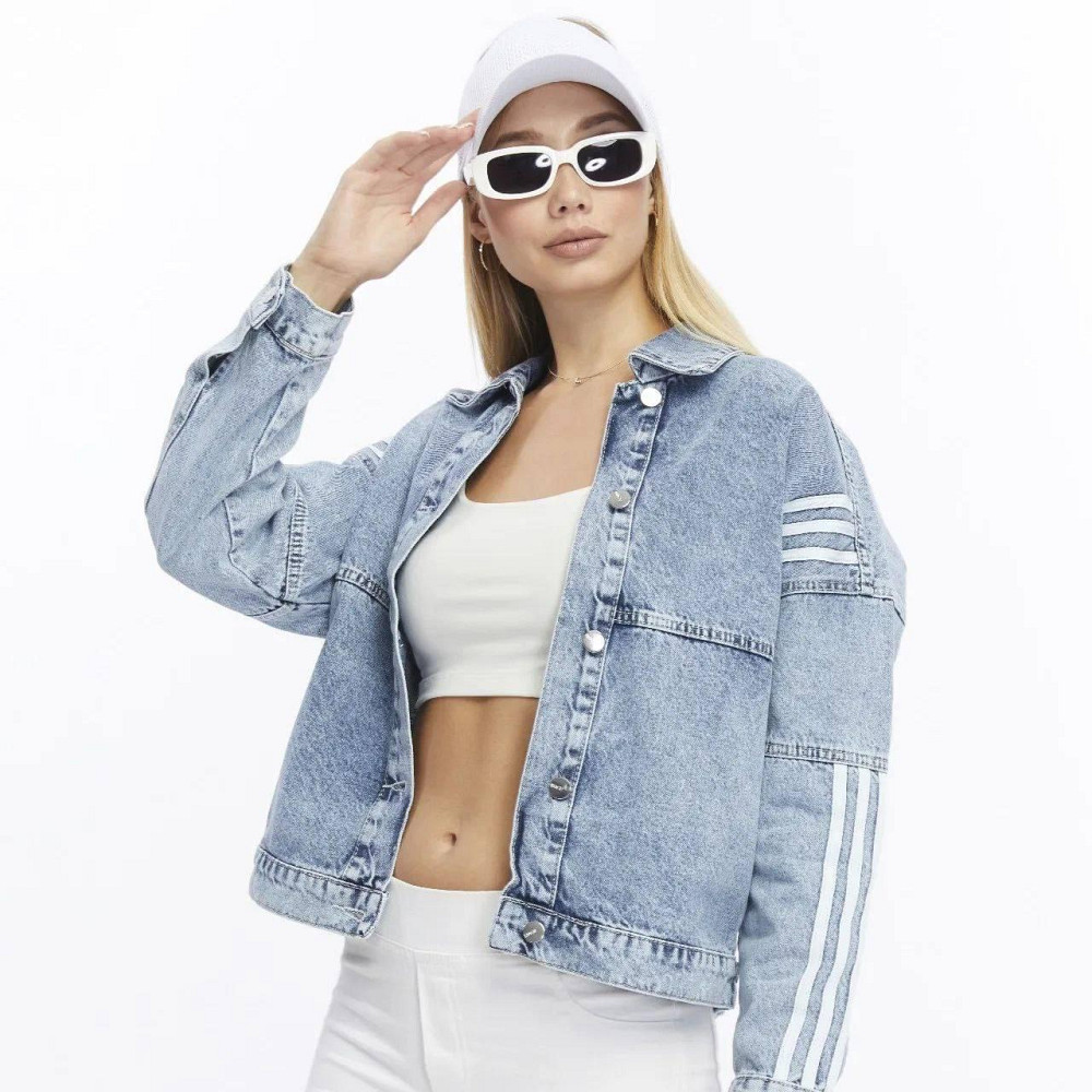 Женская джинсовая оверсайз куртка с лампасами 100% коттон Одесса - изображение 1