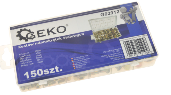 Набір нарізних заклепок (футерівки) 150 шт. M3-M10 GEKO G02912 Чернігів