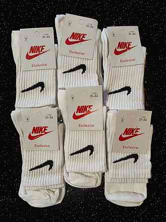 Дитячі високі якісні бавовняні шкарпетки білі в наборі по 6 штук Nike. Розмір 31-34 Київ