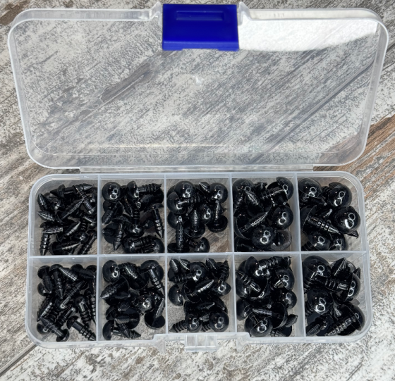 Пластикові очі для м’яких іграшок 6-12 мм гвинтові з кріпленням комплект 100 шт Київ