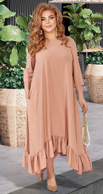 Красиве бежеве плаття великого розміру (52) Київ - фото 3