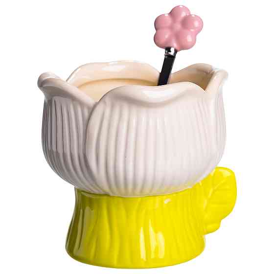 Креманка фарфоровая з ложкою у формі квітки 300 мл Київ