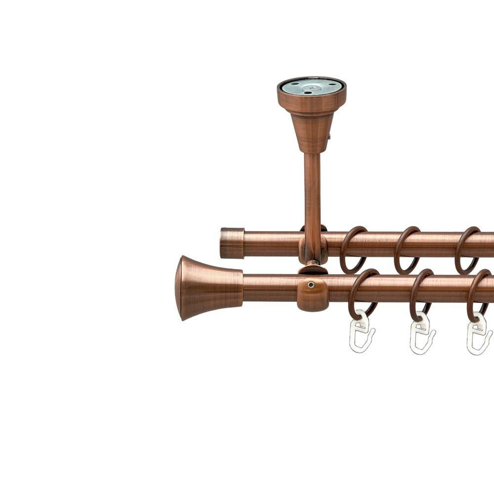 Карниз Orvit Принц металевий дворядний відкритий до стелі гладка труба кільце металеве Мідь 16\16 мм 300 см (00-00020202) Львів - фото 1