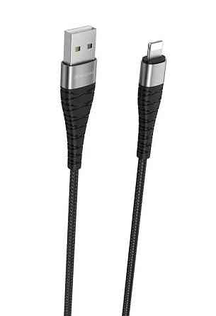 Кабель BOROFONE BX32 USB to iP 2.4A, 1m, nylon, aluminum+TPE connectors, Black Київ