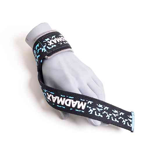 Лямки для тяги MadMax Camo Power Wrist Straps Camo/Light Blue Луцк