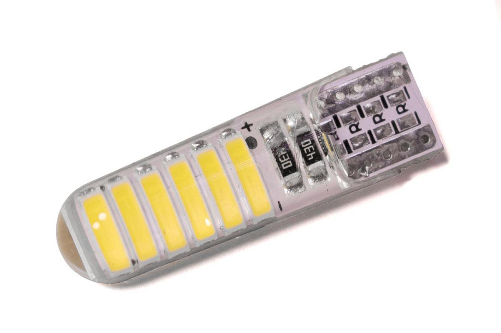 Светодиодная лампа StarLight T10 12 диодов 7020 12V 1W WHITE / печатная плата в силиконе Харьков - изображение 1