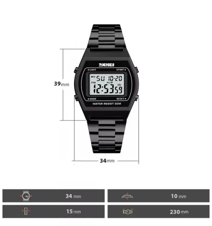 Наручний електронний ретро годинник Skmei 1328 Чорний Вінниця