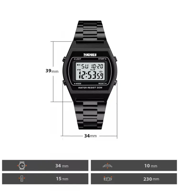 Наручний електронний ретро годинник Skmei 1328 Чорний Вінниця - фото 5