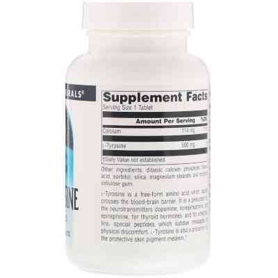 Аминокислота Source Naturals L-Тирозин 500 мг, L-Tyrosine, 100 таблеток (SNS-00190) Вінниця