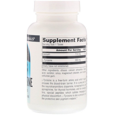 Аминокислота Source Naturals L-Тирозин 500 мг, L-Tyrosine, 100 таблеток (SNS-00190) Вінниця - фото 2