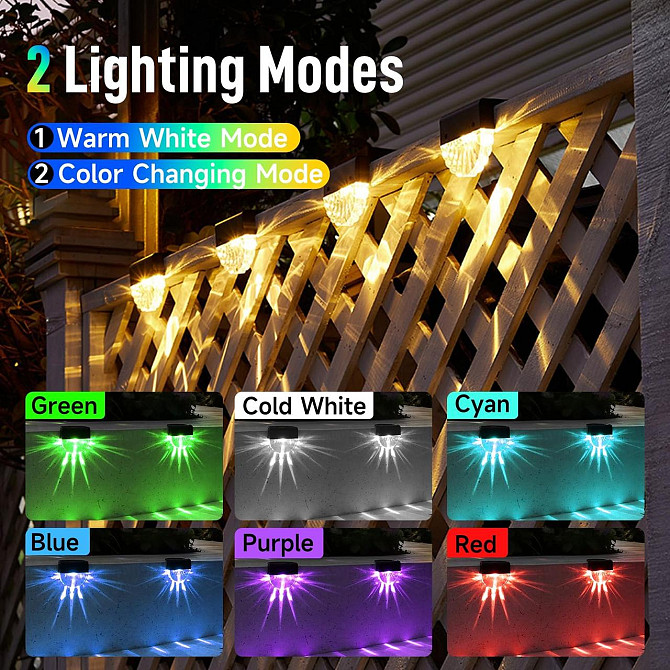 Светильники садовые солнечные LED, набор 6 шт, теплый белый свет 7 цветов освещение для лестницы тер Киев - изображение 6