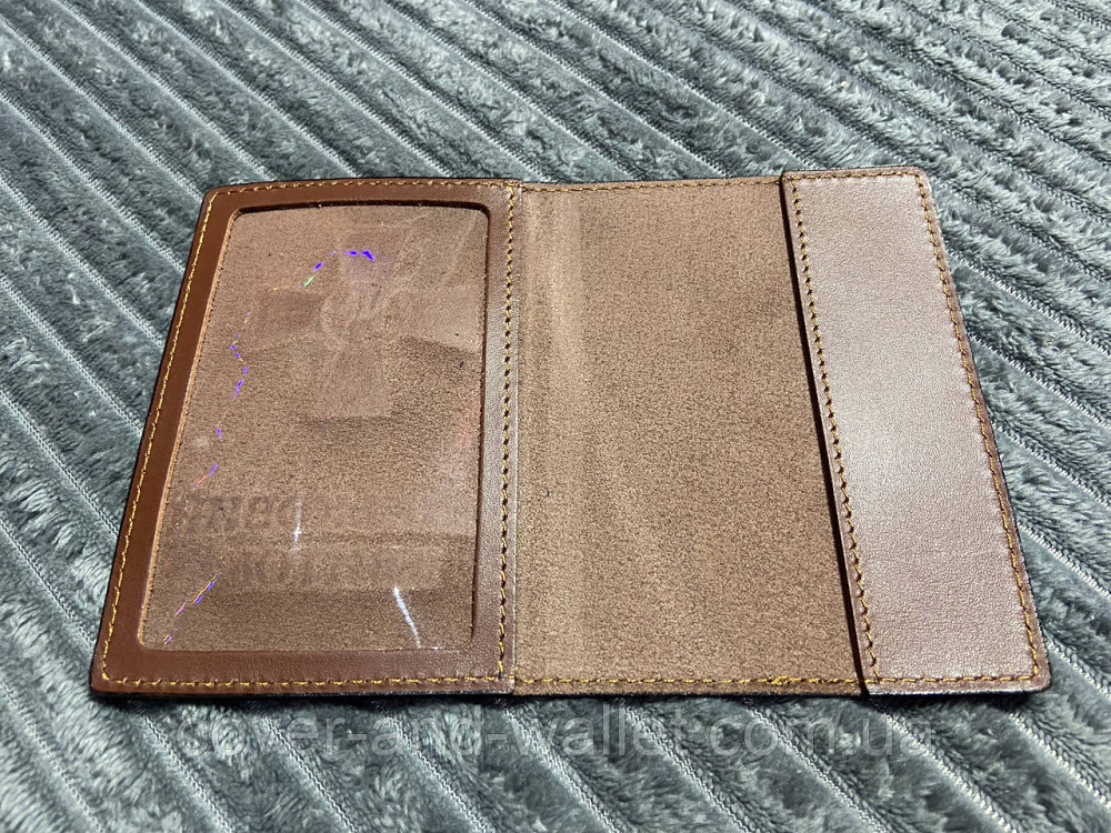 Коричнева шкіряна обкладинка на військовий квиток ЗСУ Київ - фото 5