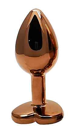 Анальная пробка с кристаллом EGZO - Dark Gold Heart Plug Aqua, size S Sex Aura Киев