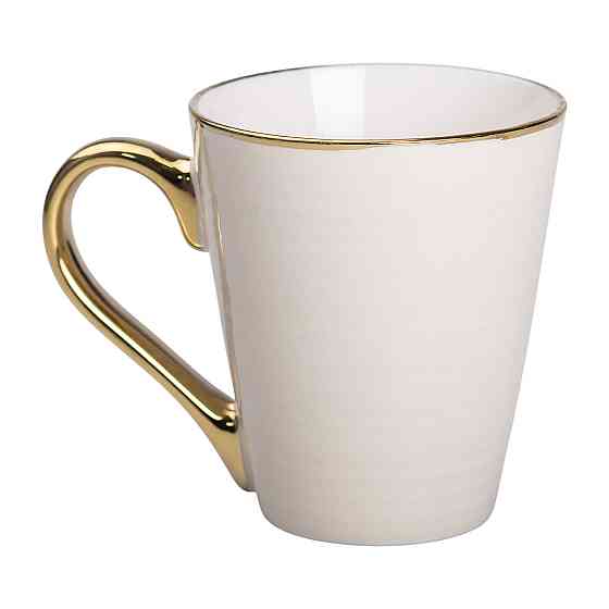 Чашка порцелянова із золотим обідком та позолоченою ручкою 320 (мл) Бежева RX-N240624BE Коломия