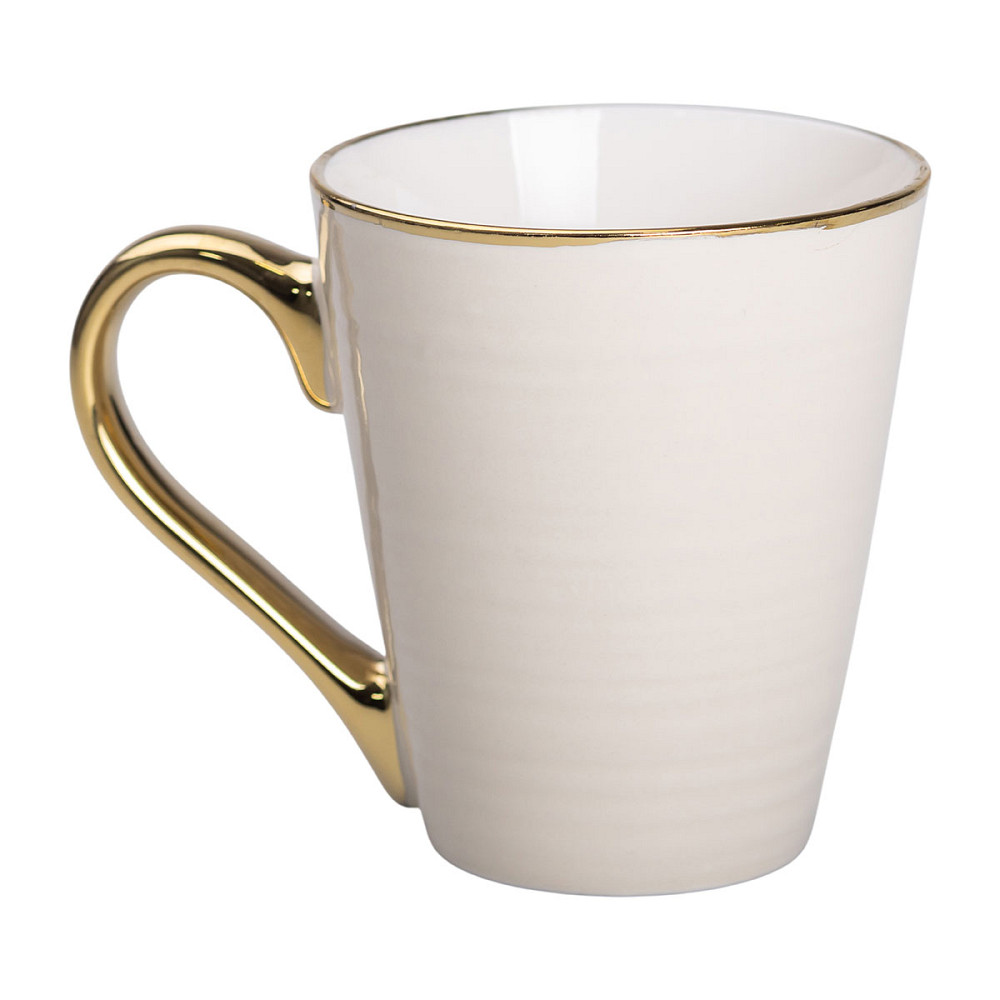 Чашка порцелянова із золотим обідком та позолоченою ручкою 320 (мл) Бежева RX-N240624BE Коломия - фото 2