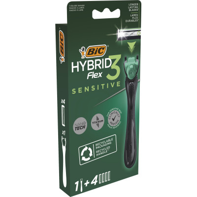Бритва Bic Flex 3 Hybrid Sensitive з 4 змінними картриджами (3086123644977) Вінниця - фото 2