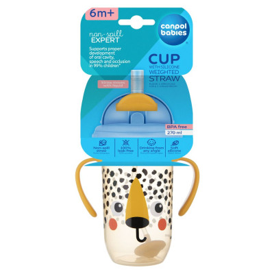 Поїльник-непроливайка Canpol babies BabiesBo з трубочкою і обтяжувачем, 270 мл, гепард (56/617_ora) Вінниця - фото 5