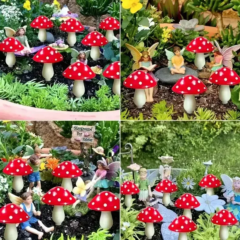 Декоративная гирлянда «Мухоморы» с солнечной батареей, 8 режимов свечения 6 шт Коломия - фото 2