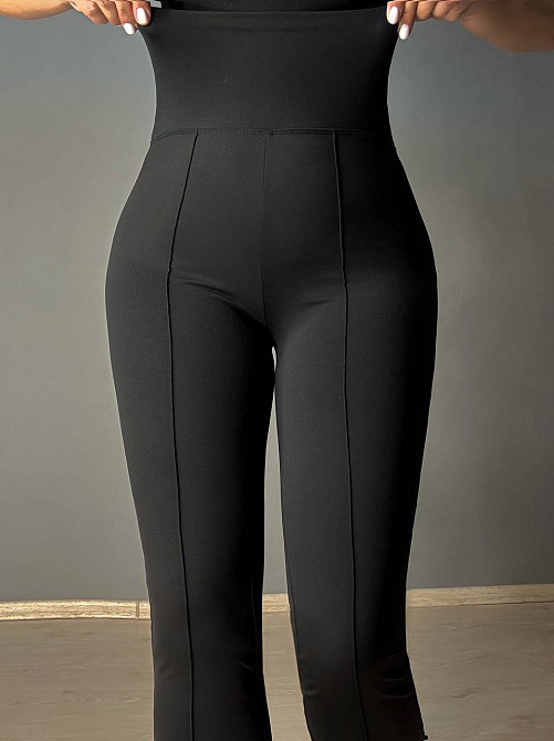 Лосины женские A-N 1724 клеш от колена со стрелкой черные, черный, L Киев - изображение 3