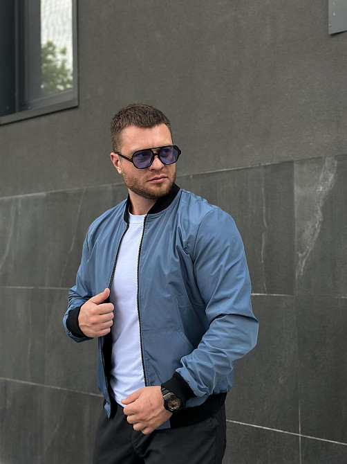 Чоловічий Бомбер Intruder демісезонний на блискавці блакитний, вітровка без капюшона для чоловіків весна осінь Одеса - фото 6