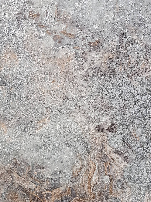 Шпалери вінілові на флізеліні гарячого тиснення DU&KA 1.06х10 вензель основа під штукатурку сірі коричневі Київ - фото 3