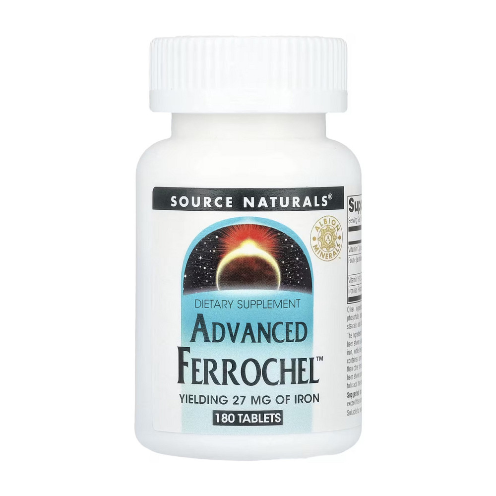 Залізо (біс-гліцинатний хелат) Source Naturals Advanced Ferrochel 27mg 180 таб Київ - фото 1