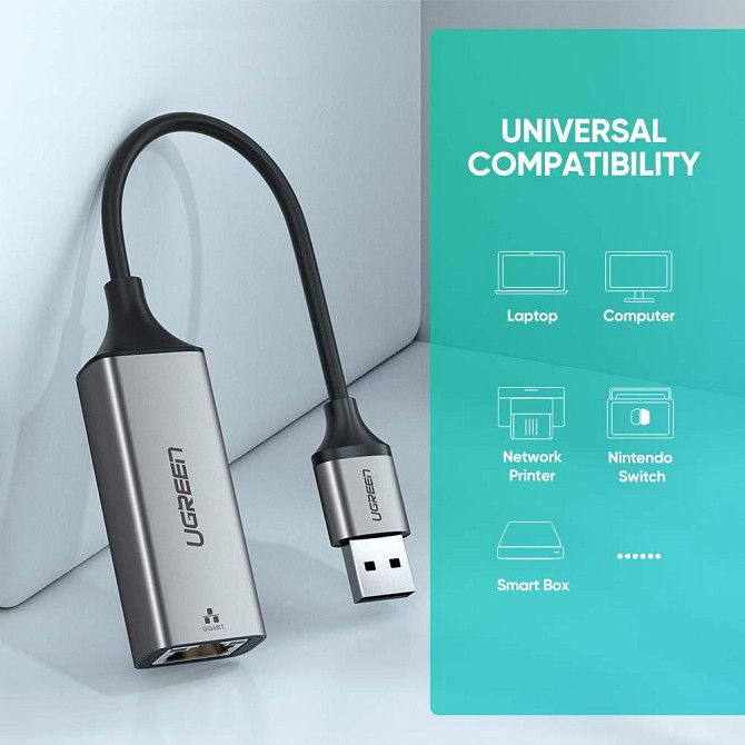 Зовнішня мережева карта / Мережевий адаптер USB 3.0 Gigabit Ethernet LAN RJ45 Ugreen 50922 (10/100/1000Mbps) Николаев - изображение 5