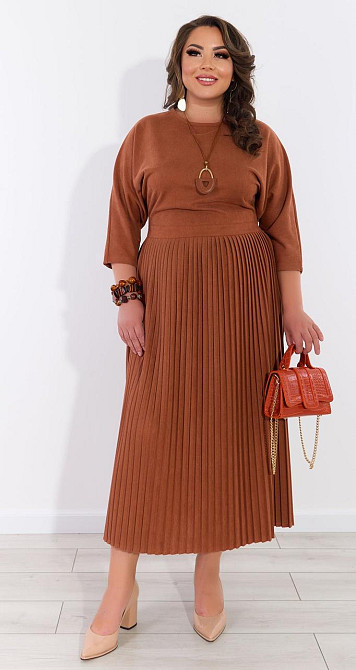 Комфортное платье плиссе из эко замши (48) Киев - изображение 2