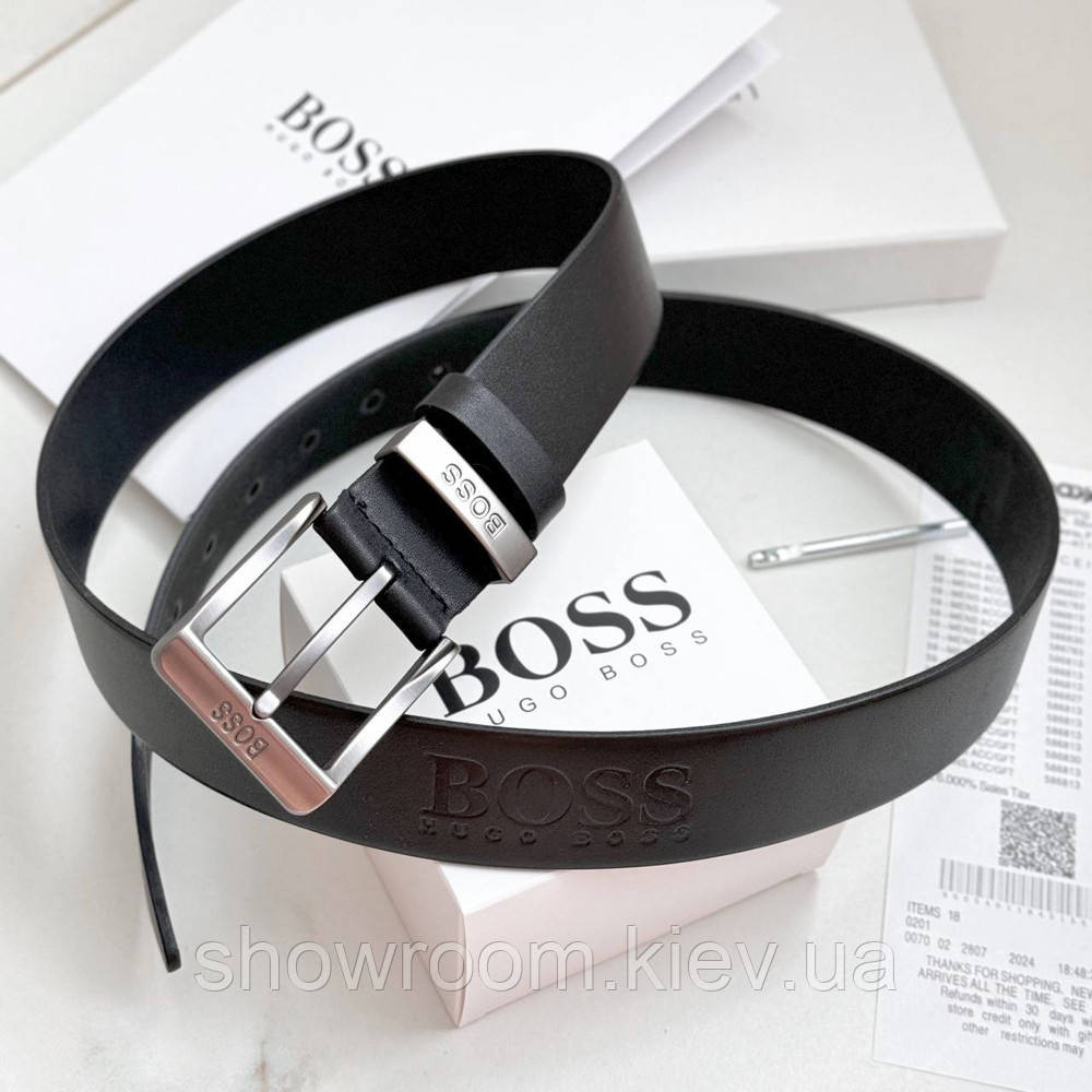 Мужской брендовый ремень Boss из натуральной кожи (220) Киев - изображение 4
