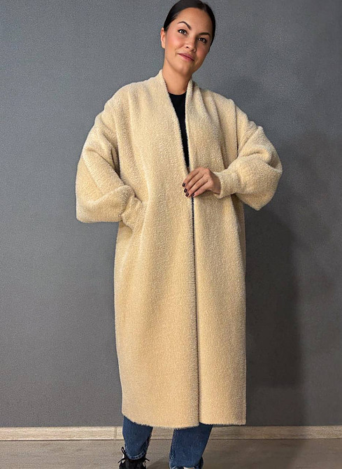 Кардиган жіночий Fancy Matinee 30740 ангора довгий з кишенями, бежевий, one size Київ - фото 1