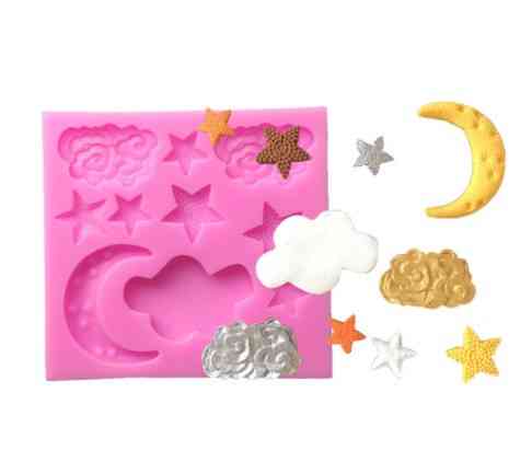 Молд силиконовый Луна тучи звёзды 85 на 80 мм розовый Киев