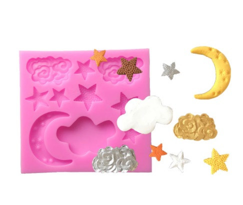 Молд силиконовый Луна тучи звёзды 85 на 80 мм розовый Киев - изображение 4