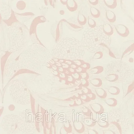 Шпалери вінілові на флізеліні Rasch Clasik 0,53х10 птиці павичі квіти рожеві на білому Київ