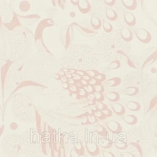 Шпалери вінілові на флізеліні Rasch Clasik 0,53х10 птиці павичі квіти рожеві на білому Київ - фото 2