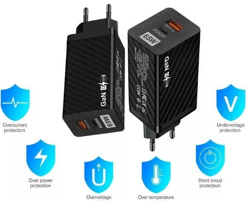 Зарядное устройство GaN BK378 USB Type-C 65W Сетевой адаптер Винница - изображение 7
