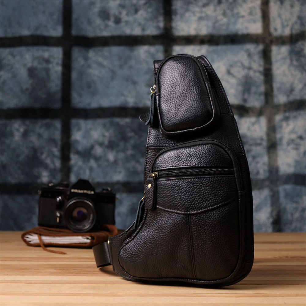 Сумка для мужчин с большим количеством карманов из натуральной кожи Vintage 22957 Черный Киев - изображение 3