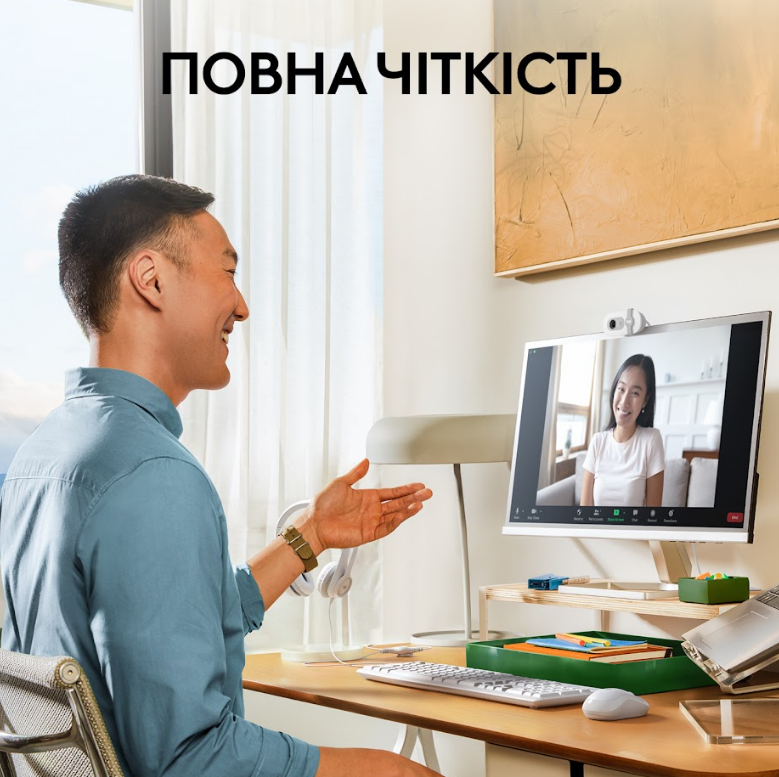 Веб-камера Logitech BRIO 100 FHD OFF-WHITE (960-001617) (6914873) Киев - изображение 3