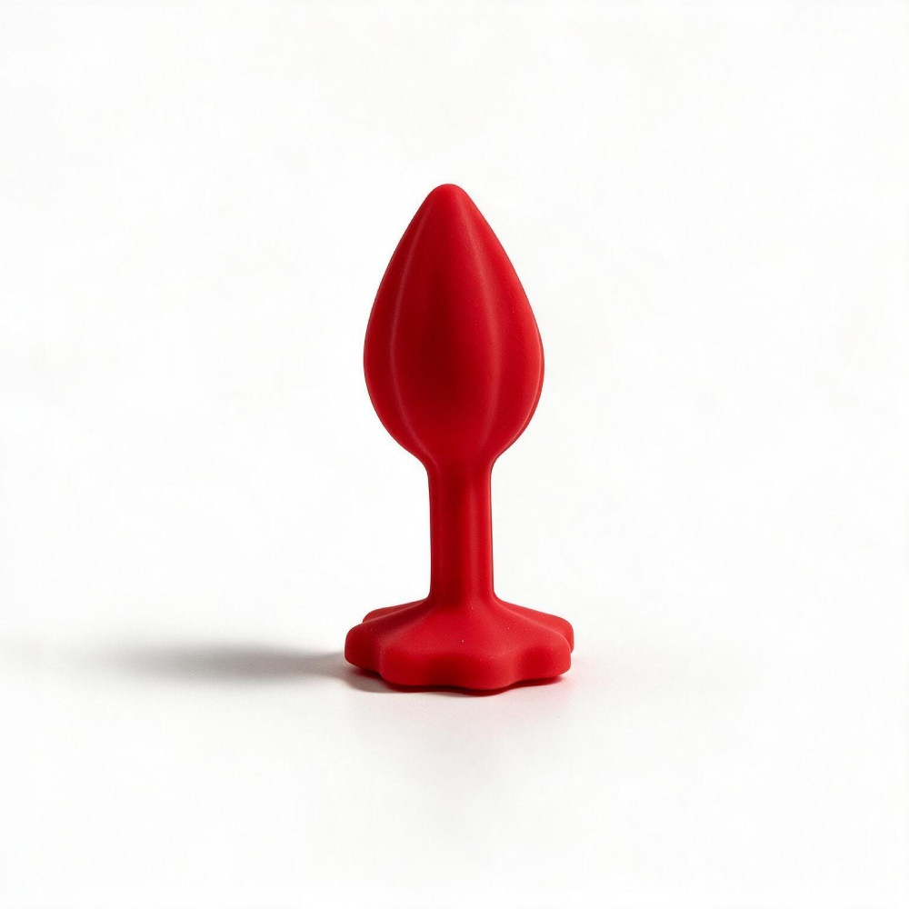 Анальная пробка силиконовая ALUME красная с красным камнем, рельефная, S Sex Aura Киев - изображение 1
