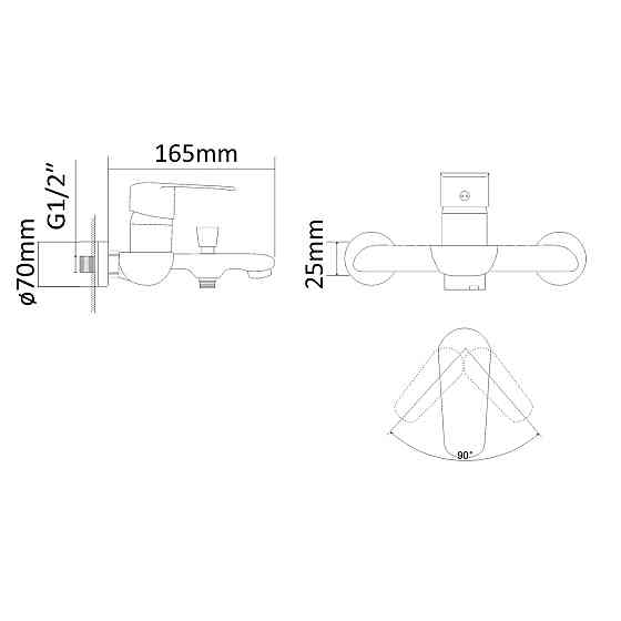 Змішувач для ванни RJ FLY с душовим гарнітуром (RBZ084-3W) білий/хром Київ