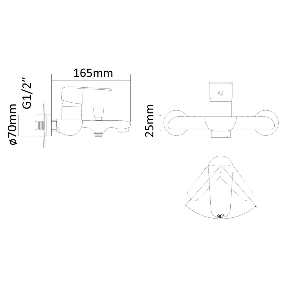 Змішувач для ванни RJ FLY с душовим гарнітуром (RBZ084-3W) білий/хром Київ - фото 2