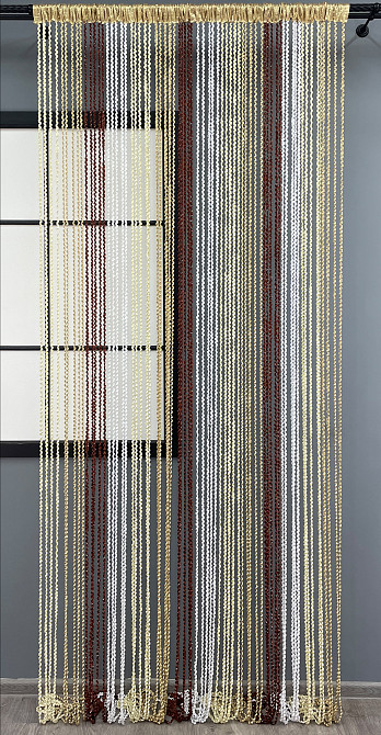 Шторы-нити спираль с люрексом Бежевый с коричнево-белым 300х300см 1 шт (61-053) Киев - изображение 3