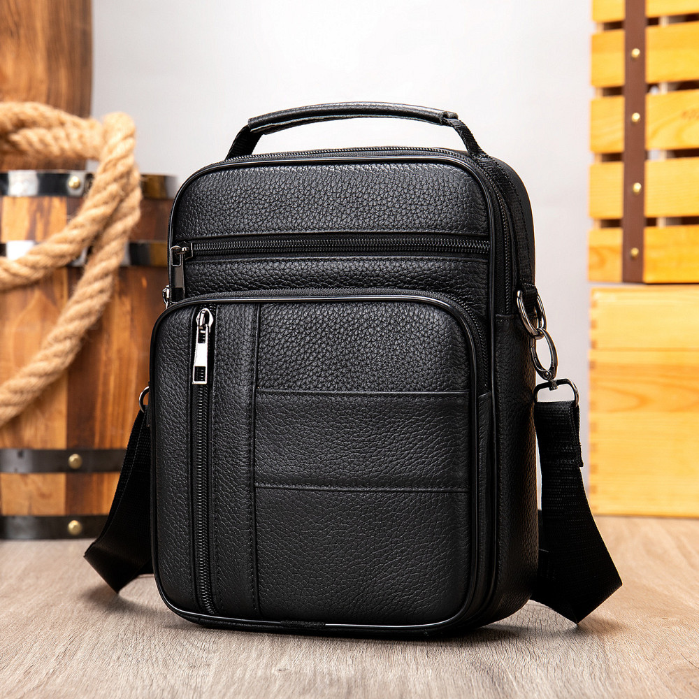 Мессенджер мужской кожаный 20347 Vintage Черный Киев - изображение 3